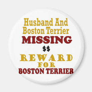 Saknad belöning för för Boston Terrier & make f Magnet