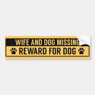 Saknad belöning för fru och för hund för hund bildekal