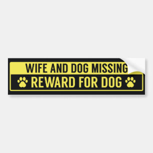 Saknad belöning för fru och för hund för hund bildekal