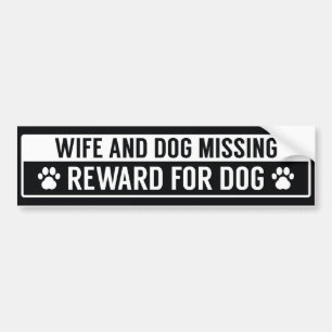 Saknad belöning för fru och för hund för hund bildekal