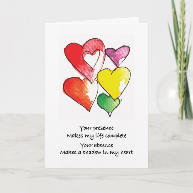 Saknad dig hjärtor kort (Framsida)