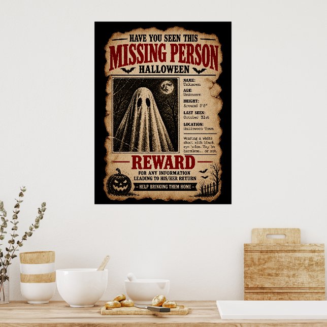 Saknad person spöke Halloween Poster (Kök)