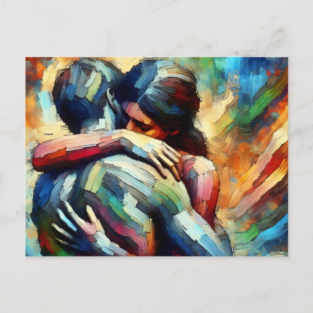 Saknar dig | Älskare Embracing Vykort (Framsida)