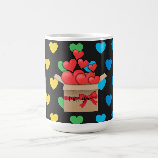 Saknar dig, färgglad hjärtdesign kaffemugg (Center)