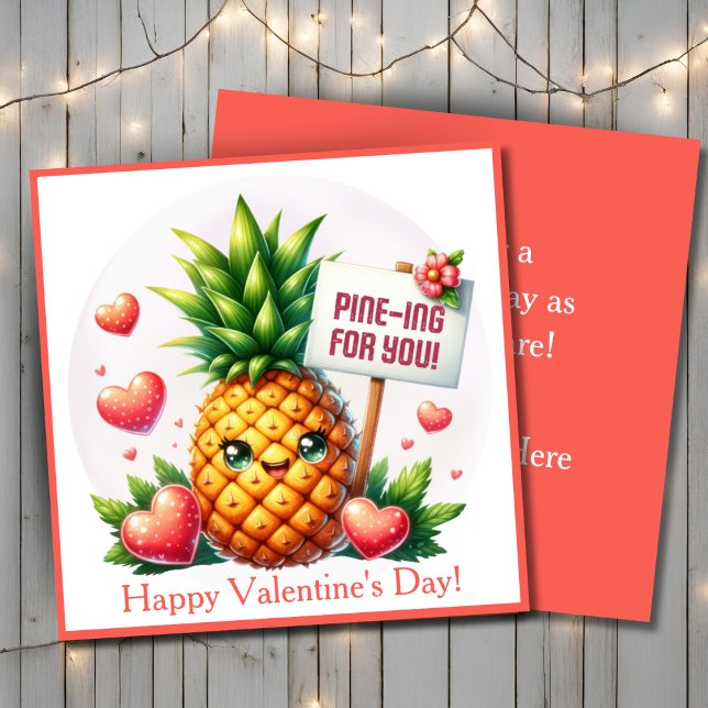 Saknar dig - Glad Alla hjärtans dag Beställning Julkort (Pine-ing For Cute Happy Valentine's Day Custom Holiday Card. Add your name & a special message!)