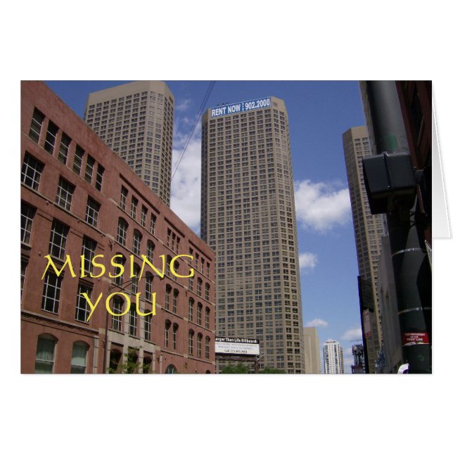 Saknar dig i Chicago Hälsningskort (Framsidan Horizontal)