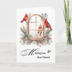 Saknar dig Kära Friend Winter-kardinalfåglar Kort