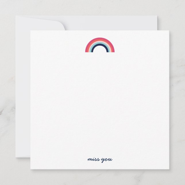 Saknar dig Modern regnbåge i blått Anteckningskort (Framsida)