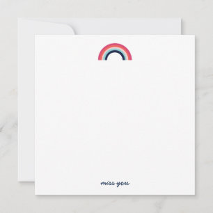 Saknar dig Modern regnbåge i blått Anteckningskort