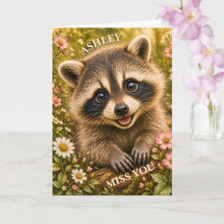 Saknar Dig, Nyfiken blomsterTvättbjörn Kort