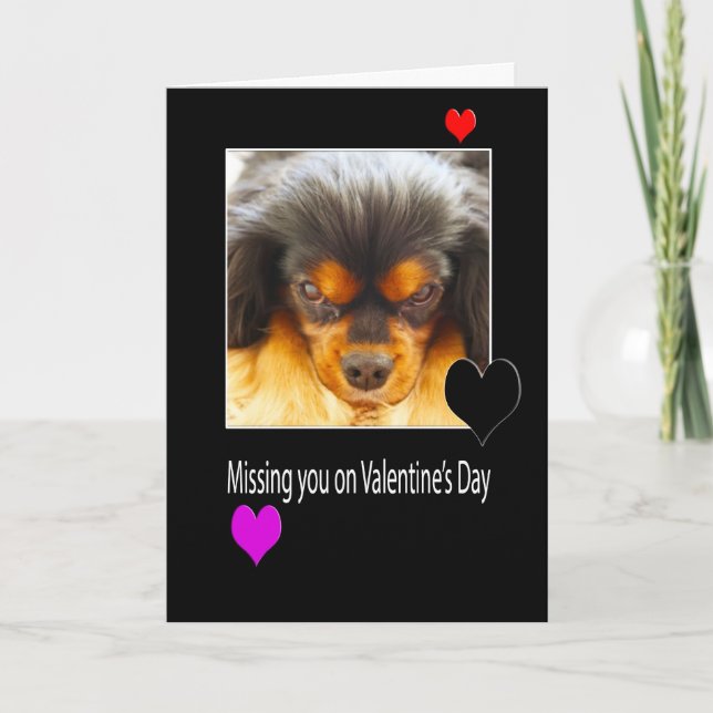 Saknar dig på Alla hjärtans dag med Hund Card Helgkort (Framsida)