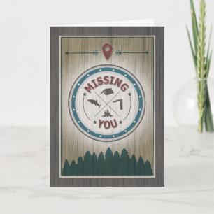 Saknar dig på Camp, Rustic Wood Graphics Kort