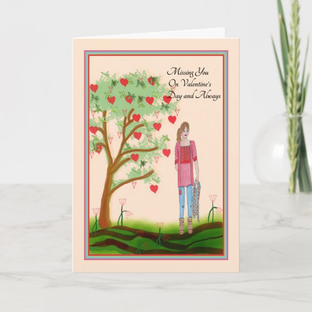 Saknar dig på hjärtans dagskort helgkort (Framsida)