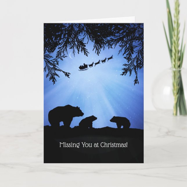 Saknar dig vid julets Helgdag med Bears Cute Kort (Framsida)