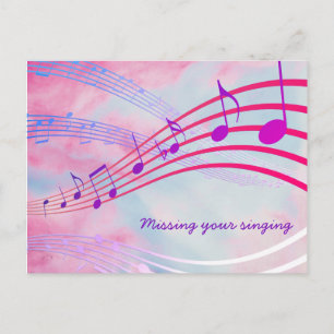 SAKNAR DIN SINGANDE Söt Rosa Musical Staves Vykort