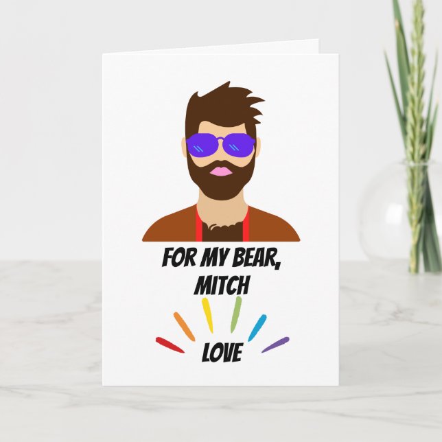 Saknar du och Bear Hugs Gay Thmet Kort (Framsida)