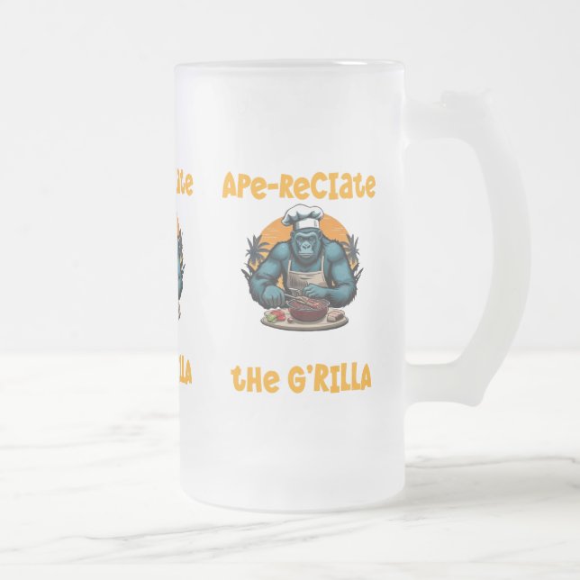 Saknar G'rilla Master BBQ Grillare Roligt Skämt Frostat Ölglas (Höger)