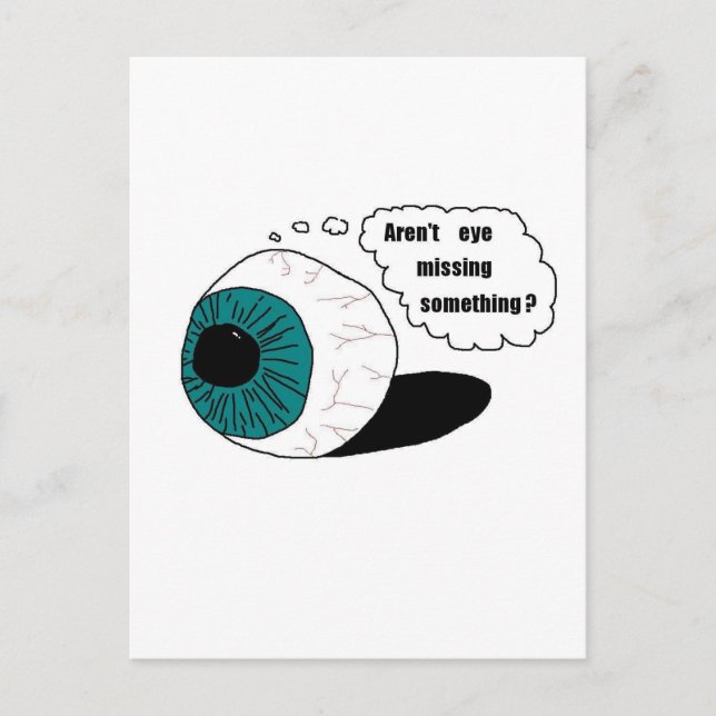 Saknar inte öga någonting? vykort (Framsida)