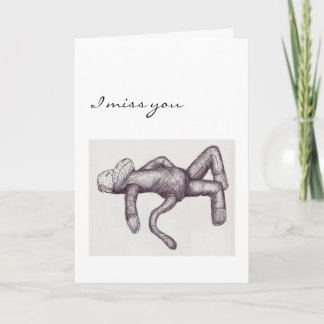 saknas dig sock monkey kort