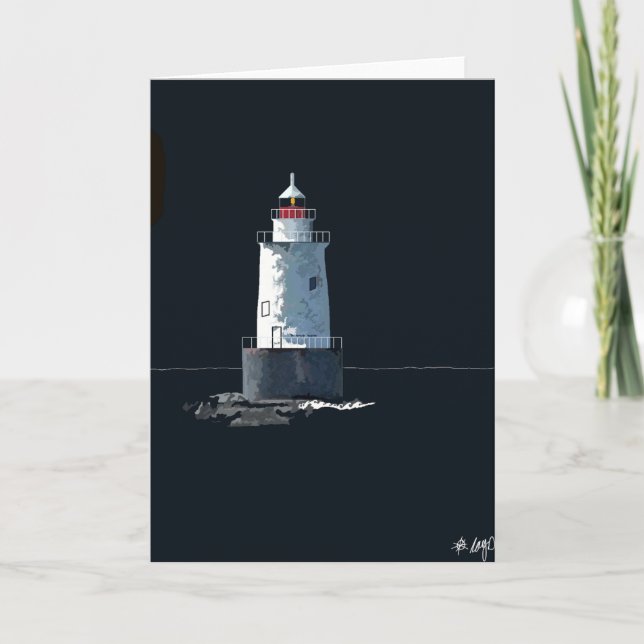Sakonnet Light på natten Kort (Framsida)