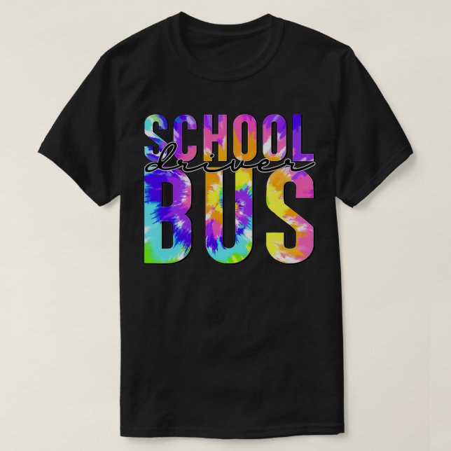 Säkra Back to school Tie Dye School Buss Dri T Shirt (Design framsida)
