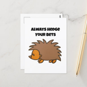 Säkra dina band Hedgehog Funny Gambling-Tecknad Vykort