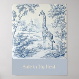 Säkra i mitt nästblå Giraffe Nursery Poster