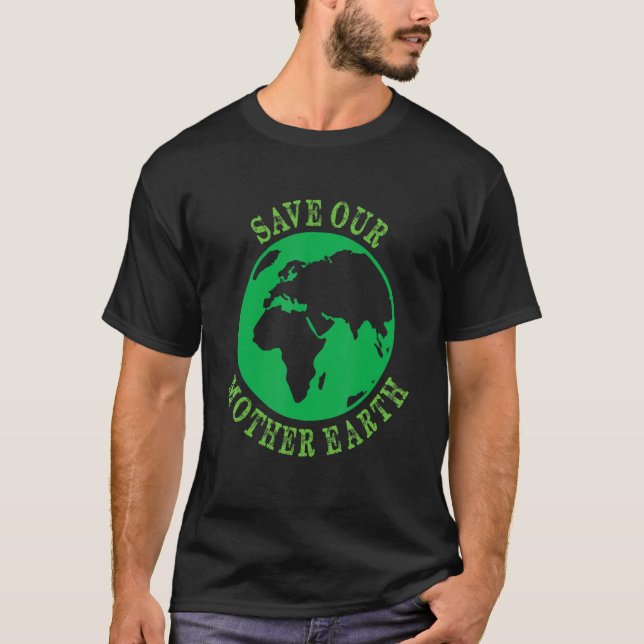 Säkra jordplaneten Globe Vegan Vegetarian Mor BE T Shirt (Framsida)