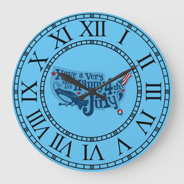 Säkra och Lycklig 4 juli Stor Klocka (Framsida)