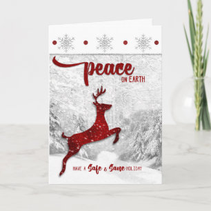 Säkra och sane Sobriety Peace on Earth Red Reindee Helgkort