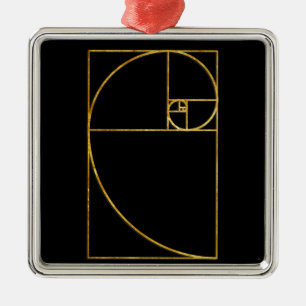 Sakral Fibonacci för guld- förhållande spiral Julgransprydnad Metall
