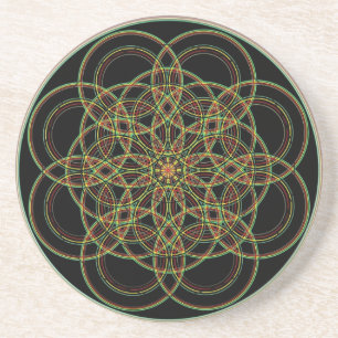 Sakral geometri - hand plockade underlägg sandsten