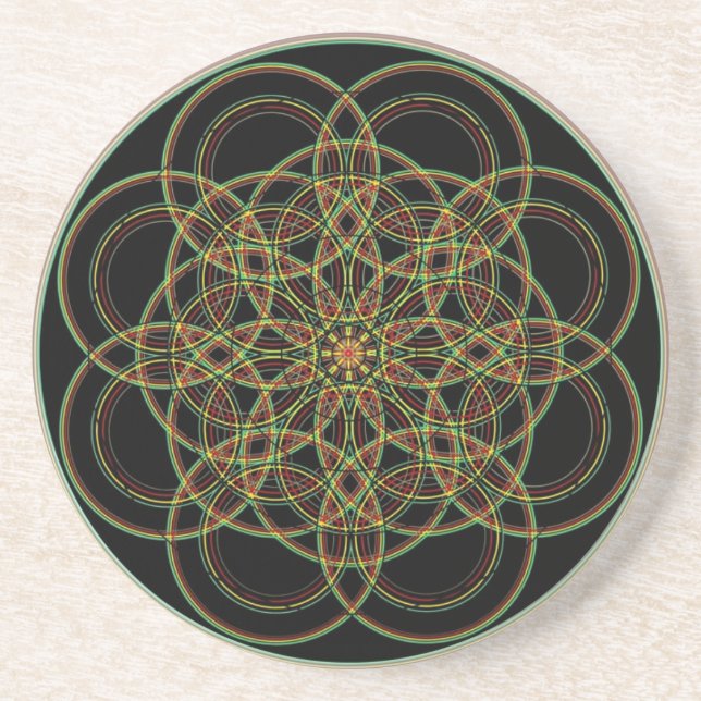 Sakral geometri - hand plockade underlägg sandsten (Framsidan)