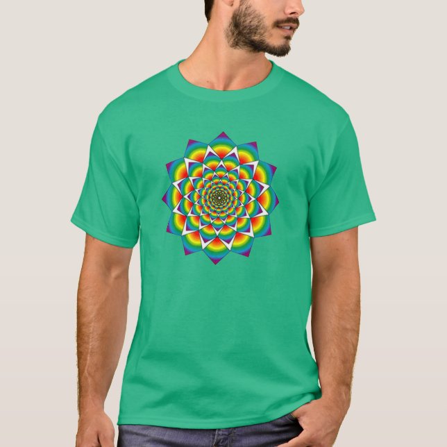 Sakral geometri - regnbågeMandala T Shirt (Framsida)