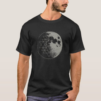 Sakral Geometri Sri Yantra Måne Psychedelisk Vinta T Shirt