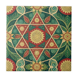 Sakral geometrisk blomster-mandaladesign mönster k kakelplatta