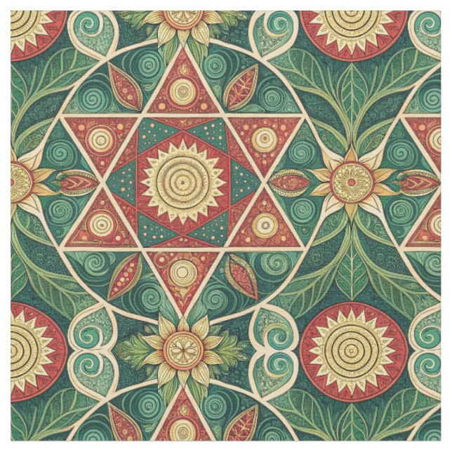 Sakral geometrisk blomster-mandaladesign mönster k tyg (Närbild)