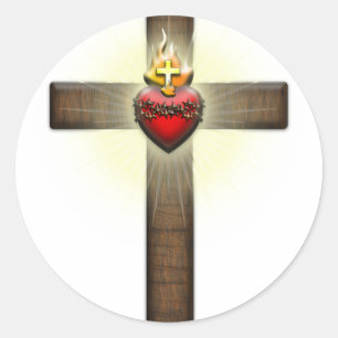 Sakral hjärta av den Jesus kor Runt Klistermärke
