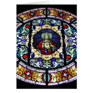 Sakral hjärta av det Jesus målat glassfönstret Hälsningskort
