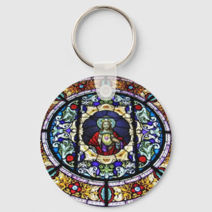 Sakral hjärta av det Jesus målat glassfönstret Nyckelring