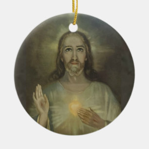 Sakral hjärta av Jesus Enthronement Julgransprydnad Keramik
