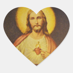 Sakral hjärta av Jesus hjärtformade klistermärk Hjärtformat Klistermärke