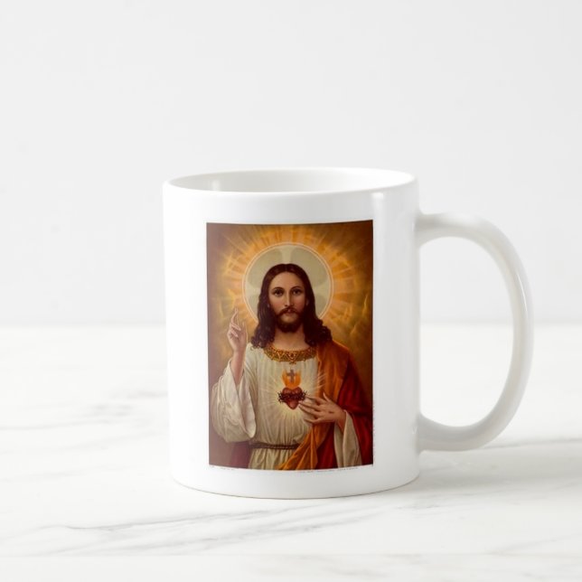 Sakral hjärta av Jesus med bönen Kaffemugg (Höger)
