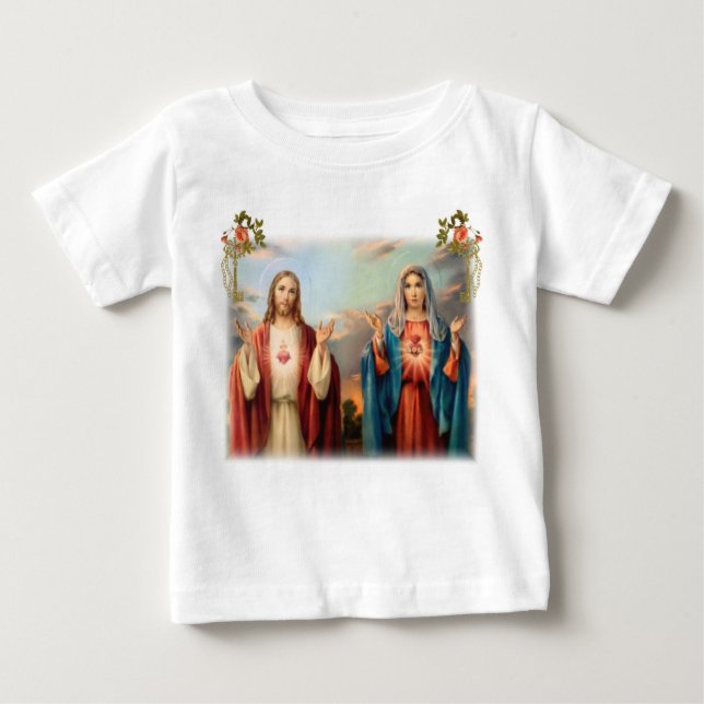 Sakral hjärta av Jesus och obefläckad hjärta av Tee Shirt (Framsida)