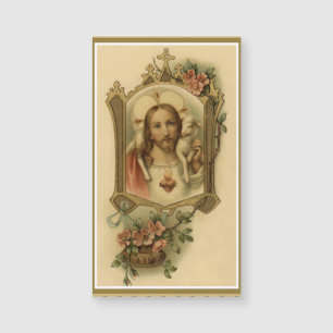 Sakral hjärta av Jesus w/lamb & blommor