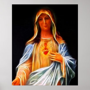 Sakral hjärta av jungfruliga Mary Poster