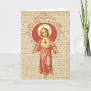 Sakral hjärta av religiösan för barnJesus vintage Kort