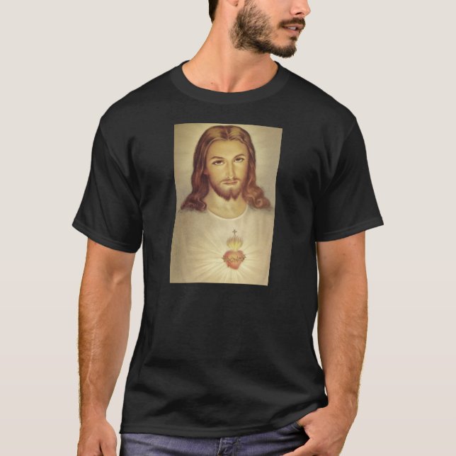 Sakral hjärta för klassiker av den Jesus T-tröja Tee Shirt (Framsida)