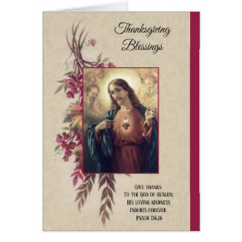 Sakral hjärta för thanksgiving av Jesus blommor Hälsningskort