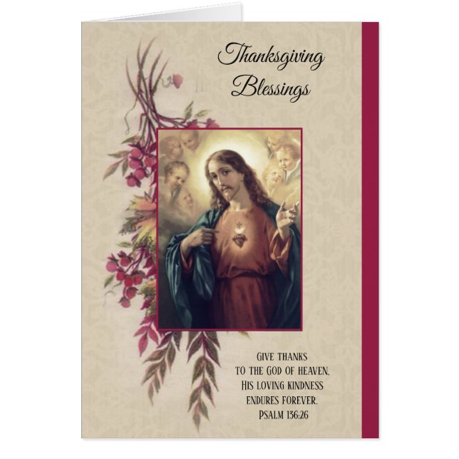 Sakral hjärta för thanksgiving av Jesus blommor Hälsningskort (Framsidan)